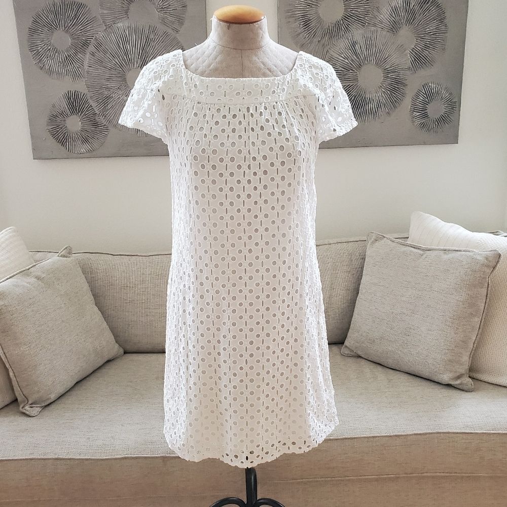 Maggy London Cotton Eyelet Midi Dress Sz 2